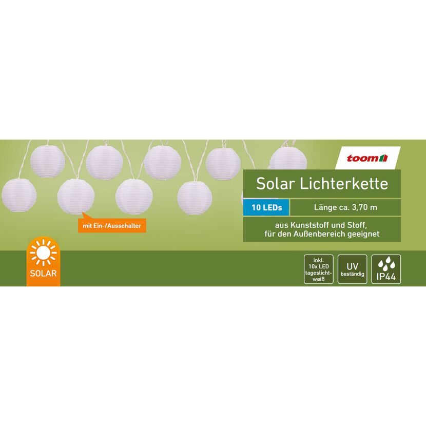 Solar Lichterkette mit weißen Lampions
