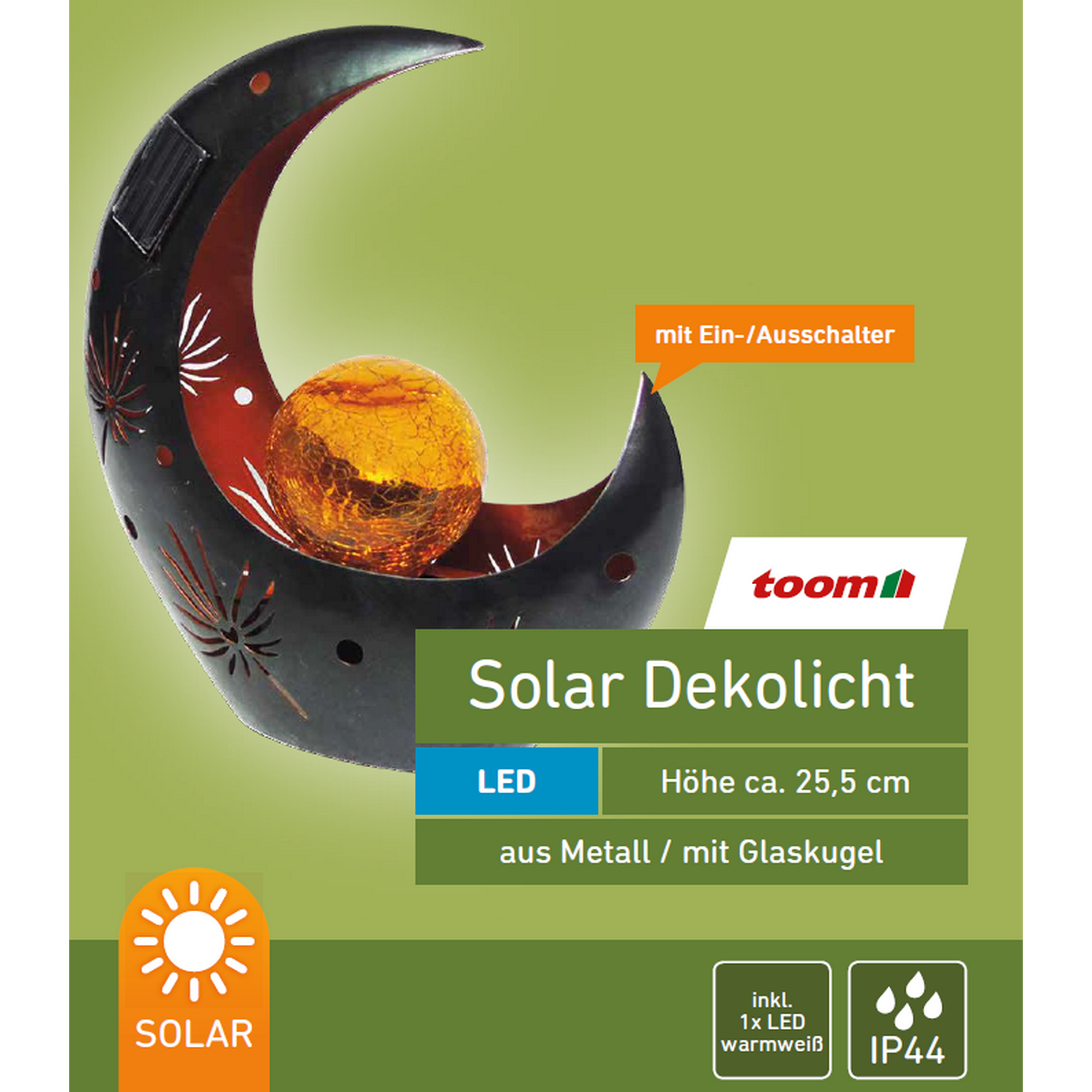 Solar-Dekoleuchte 'Mond' anthrazit/gold 22 x 25,5 cm + product picture