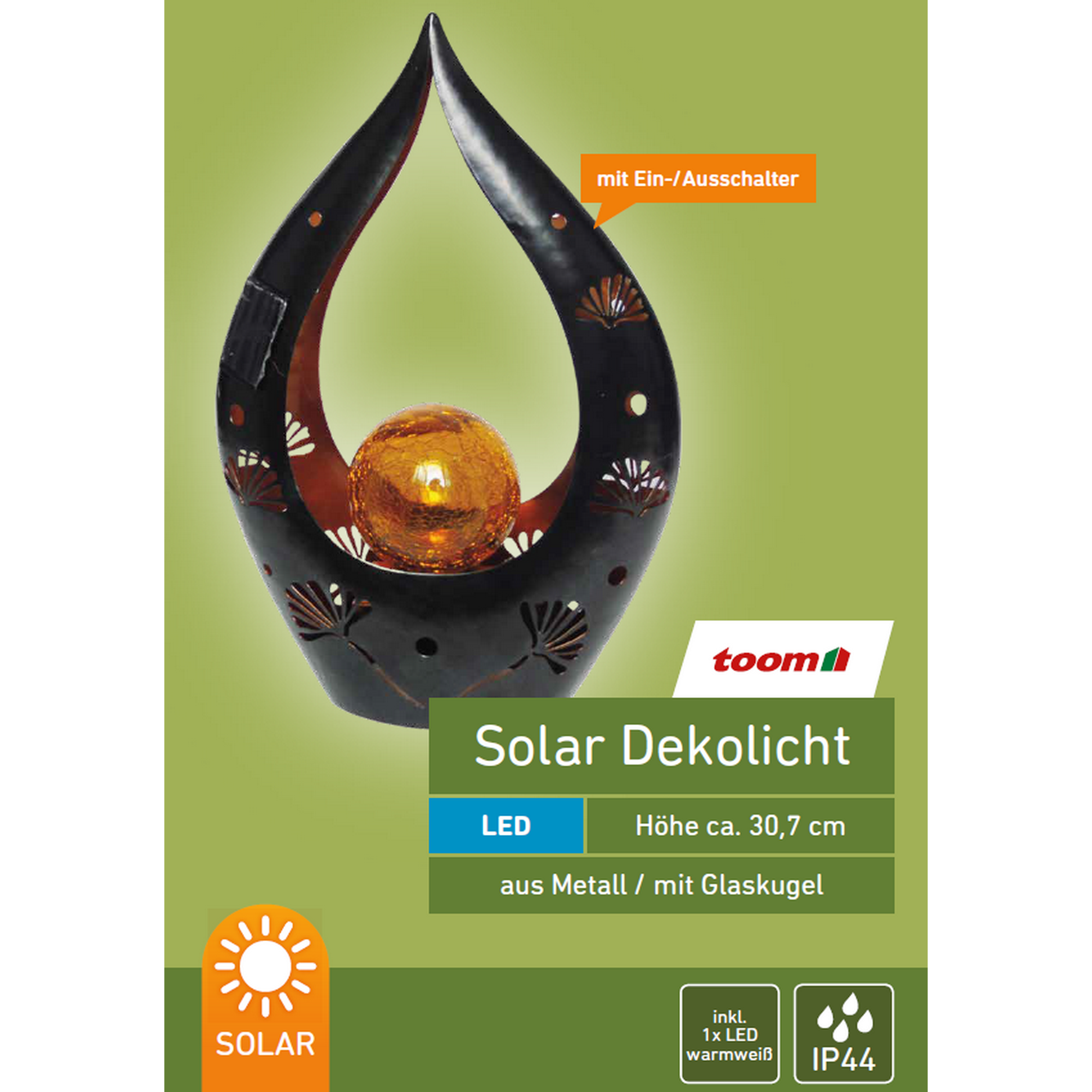 Solar-Dekoleuchte 'Blüte' anthrazit/gold 20,8 x 30,7 cm + product picture