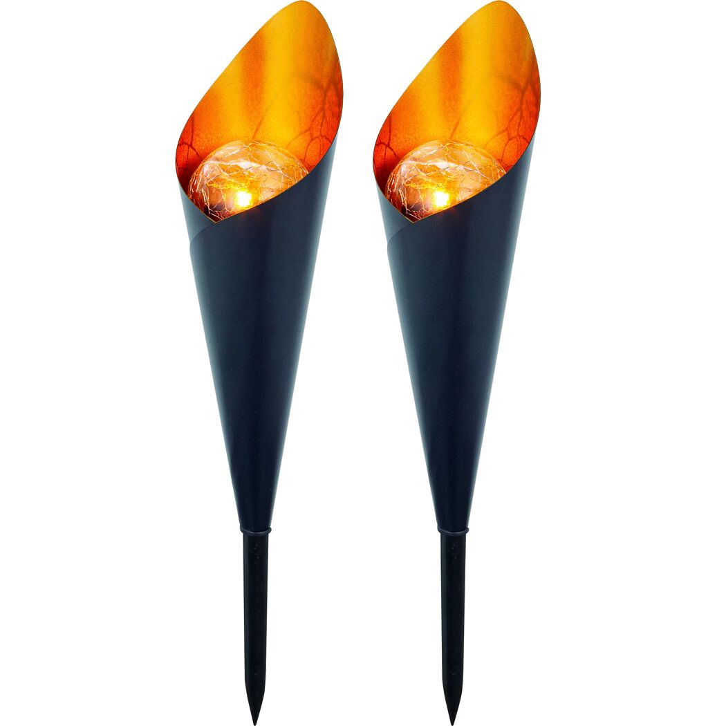 Solar-Gartenfackelset warmweiß IP 44 Ø 7 x 25,5 cm 2 Stück