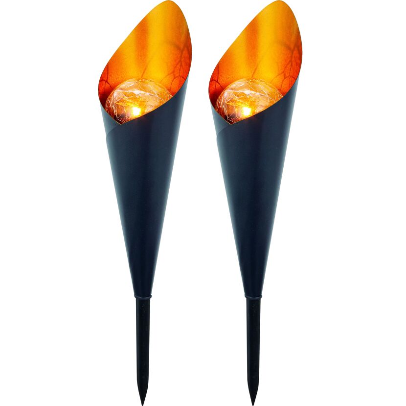 Solarfackel-Set anthrazit/gold 7,5 x 25,5 cm 2-teilig