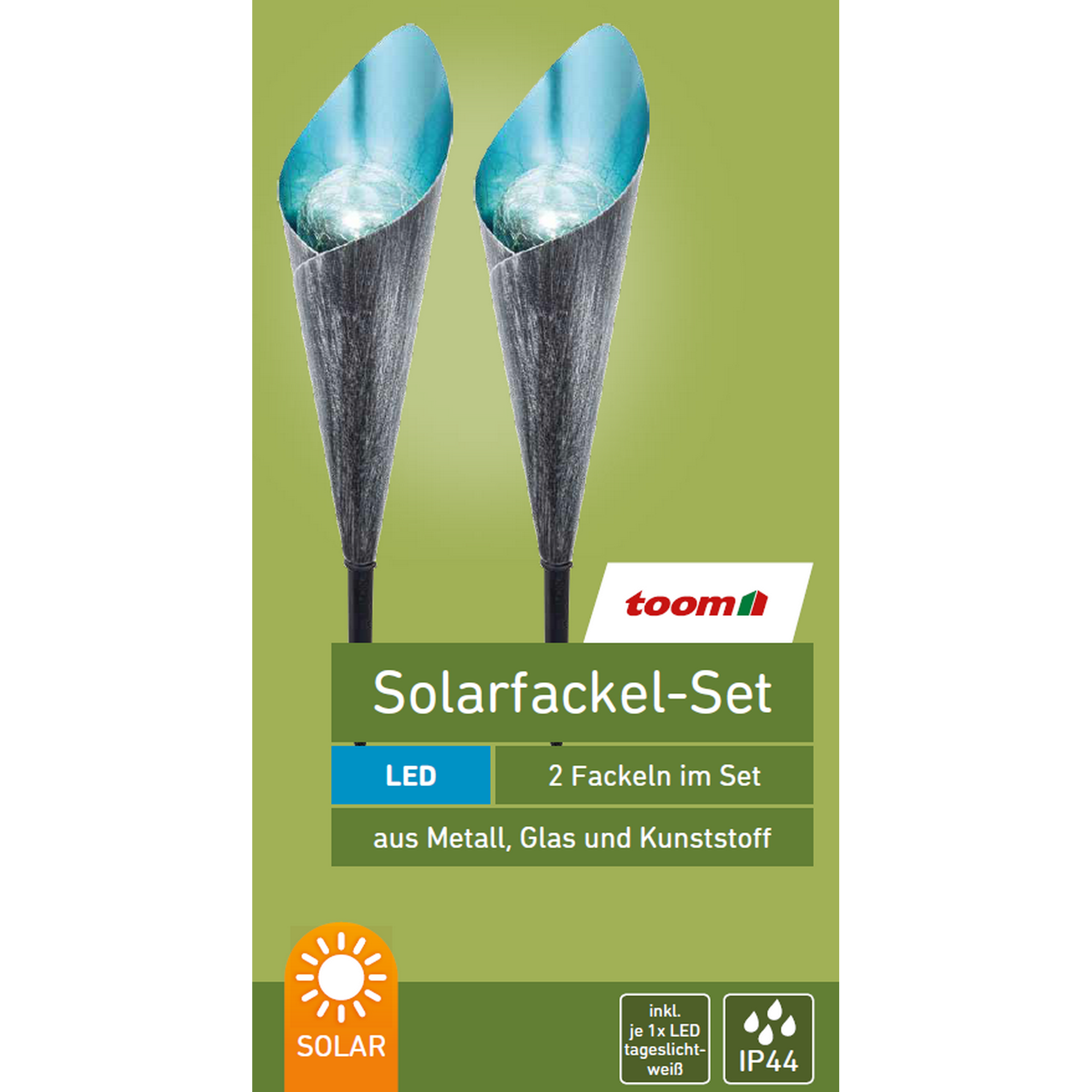 Solarfackel-Set grau/blau 7,5 x 25,5 cm 2-teilig + product picture