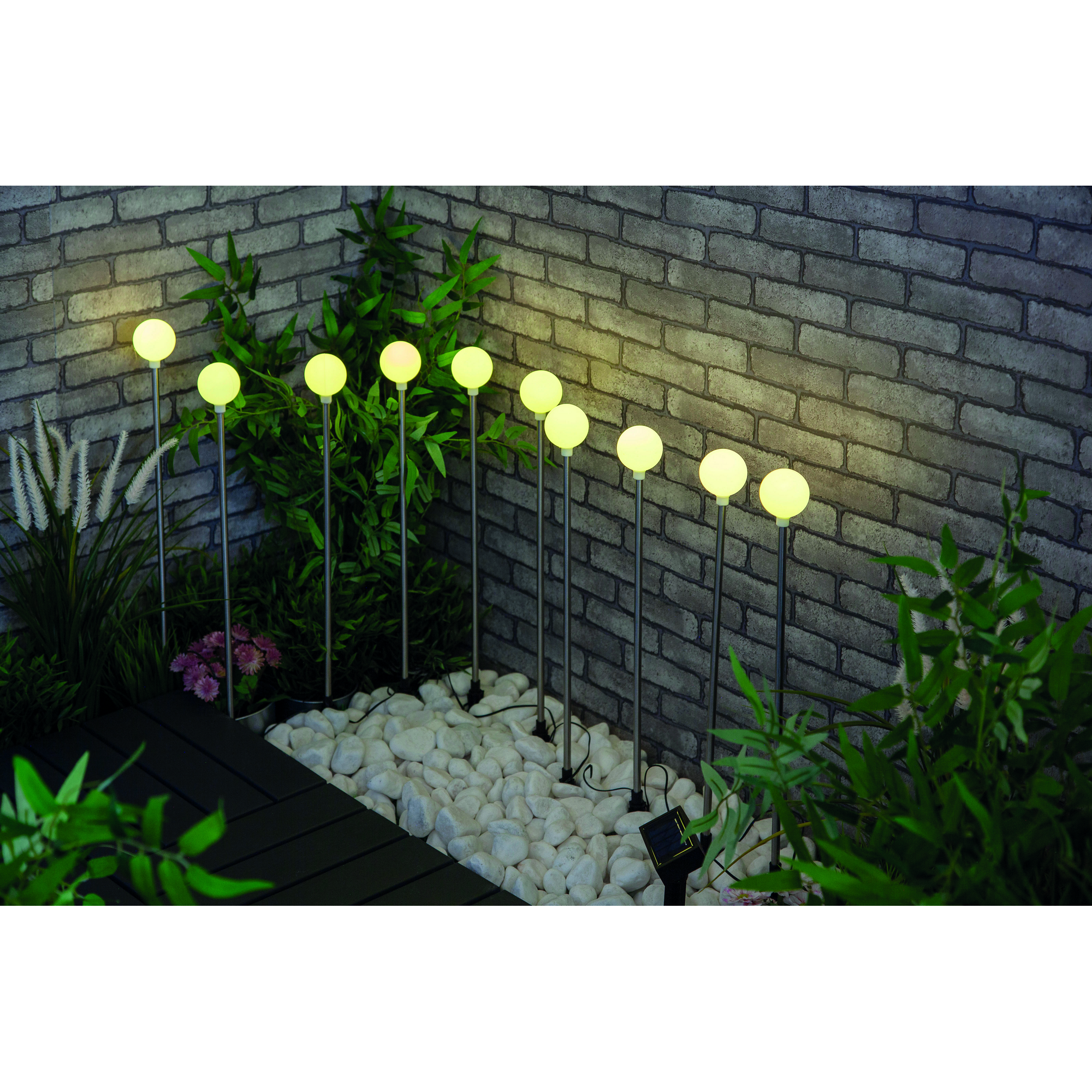Solar-Stablichterkette 10 LEDs weiß/silbern 350 cm + product picture