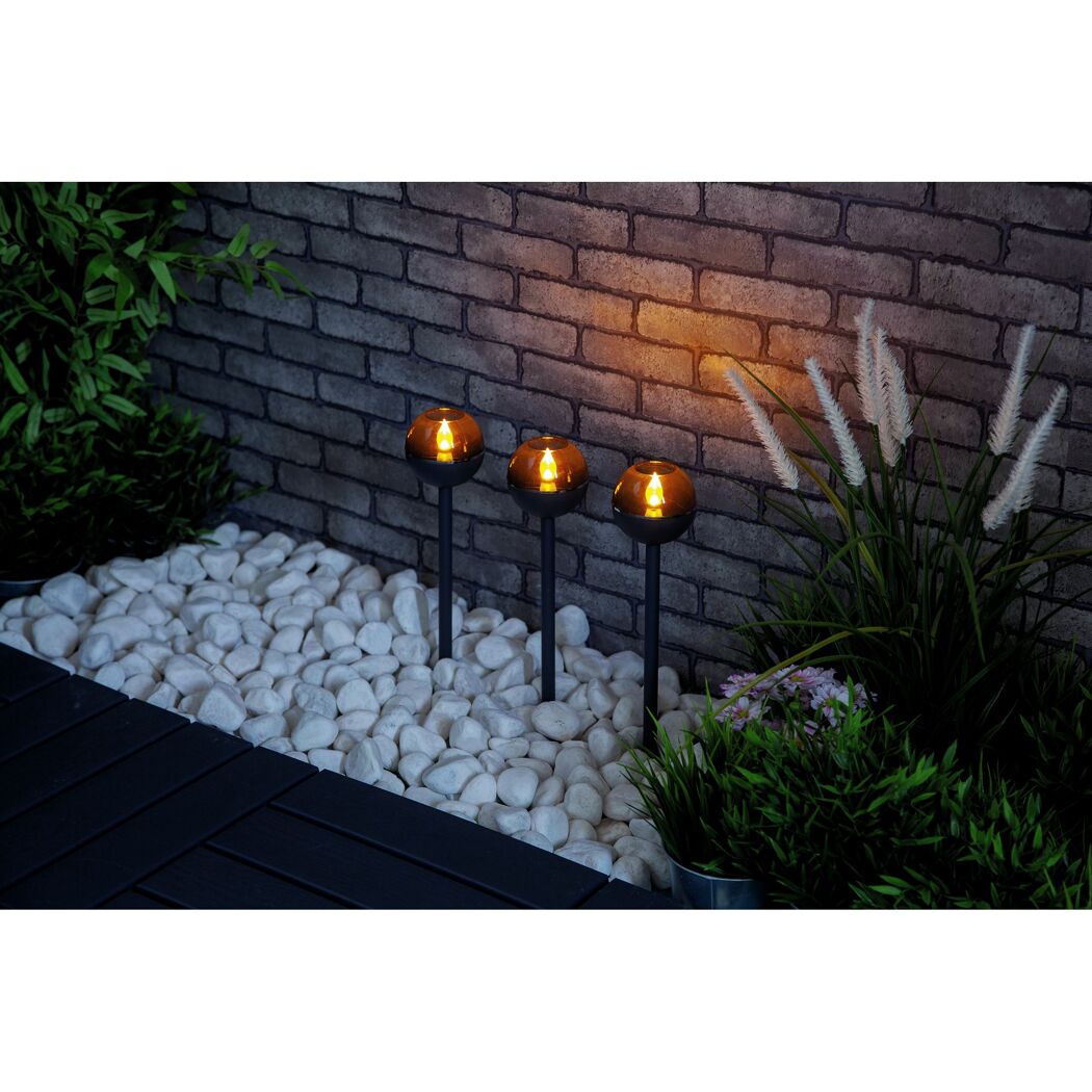 Solar-Gartenfackelset warmweiß IP 44 Ø 7,4 x 34,4 cm 3 Stück