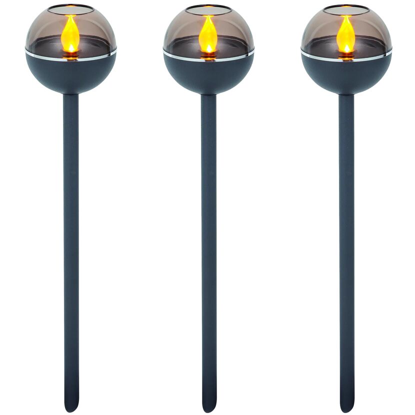Solarfackel-Set schwarz Ø 7,4 x 34,4 cm 3-teilig