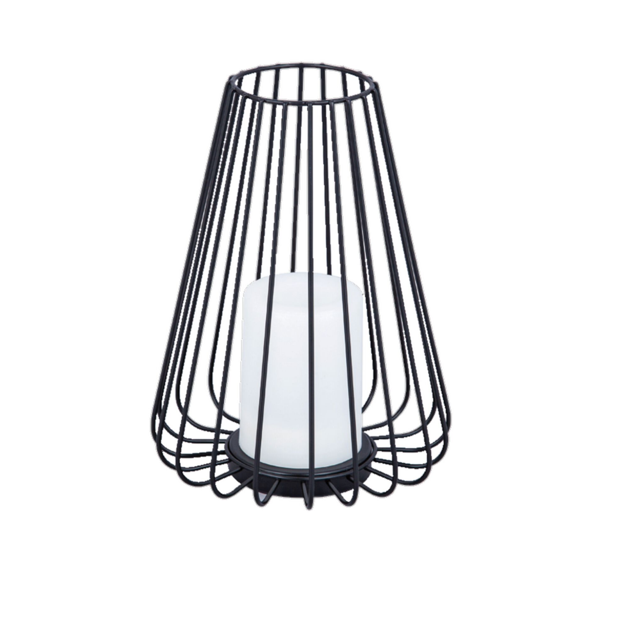 Schwarze Solar-Dekolaterne mit weißer LED-Kerze