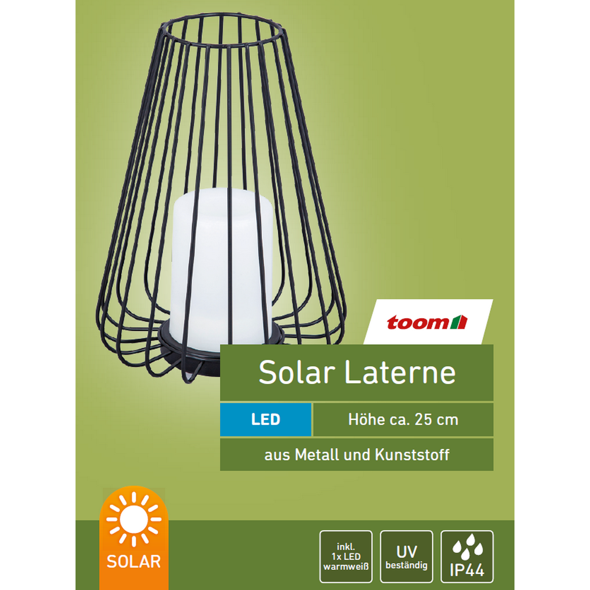 Solar-Laterne schwarz 18,5 x 25 cm + product picture