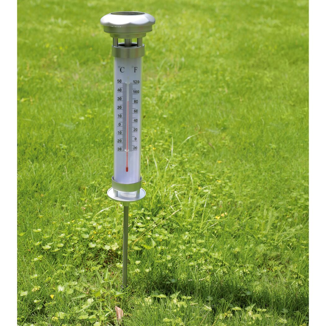 Solar-Thermometer silbern 9 x 58 cm
