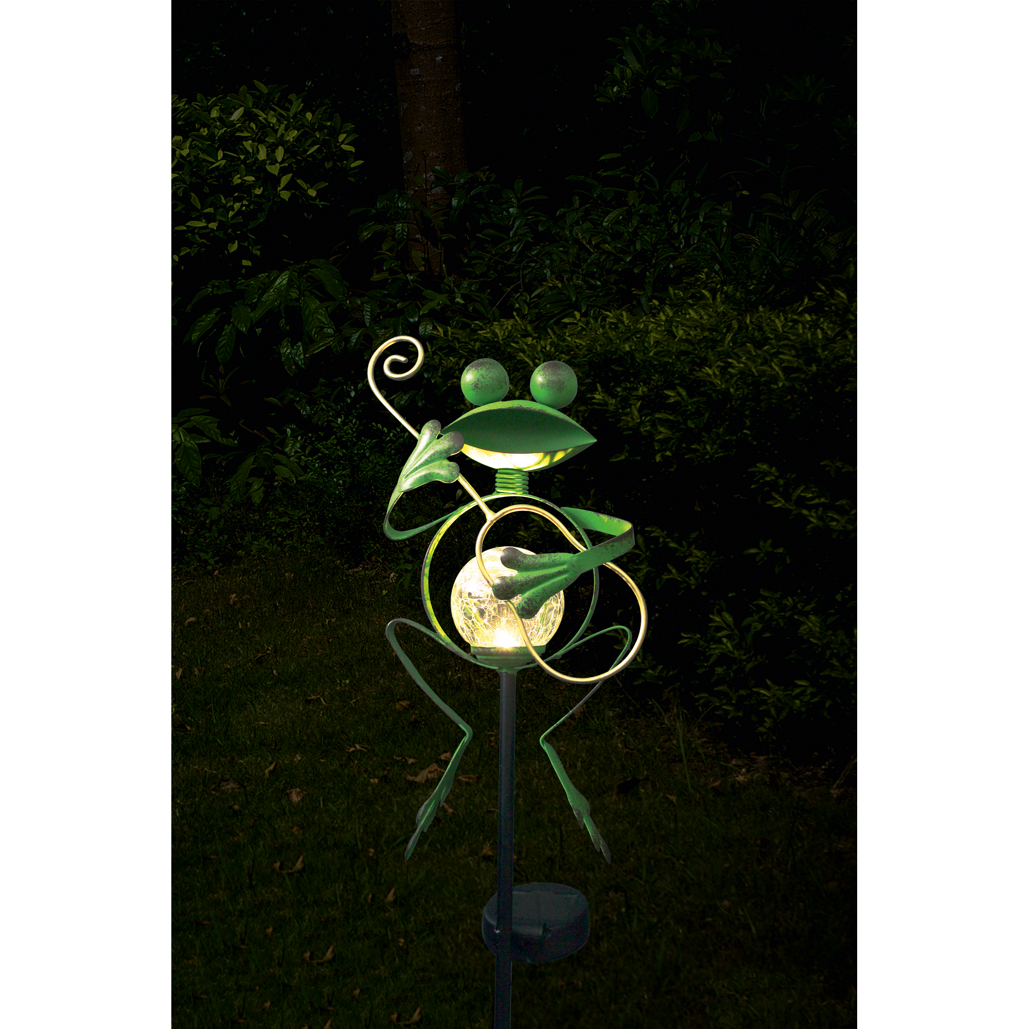 Solar-Dekoleuchte Frosch mit Gitarre grün 15 x 90 cm + product picture