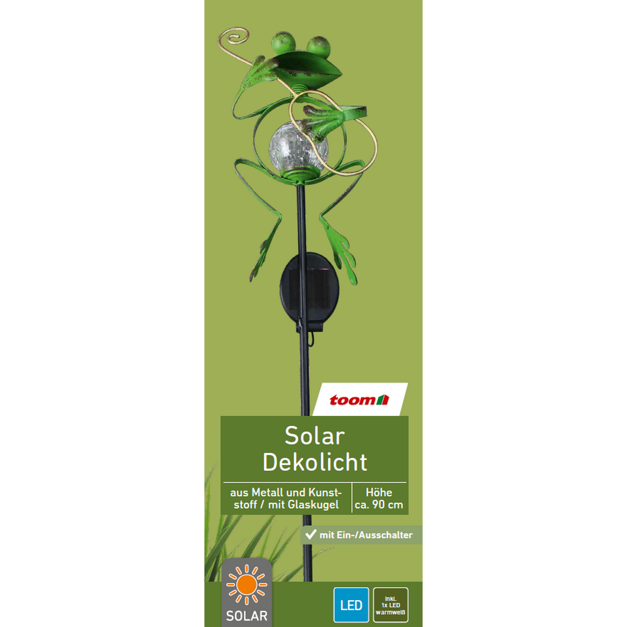 Solar-Dekoleuchte Frosch mit Gitarre grün 15 x 90 cm + product picture