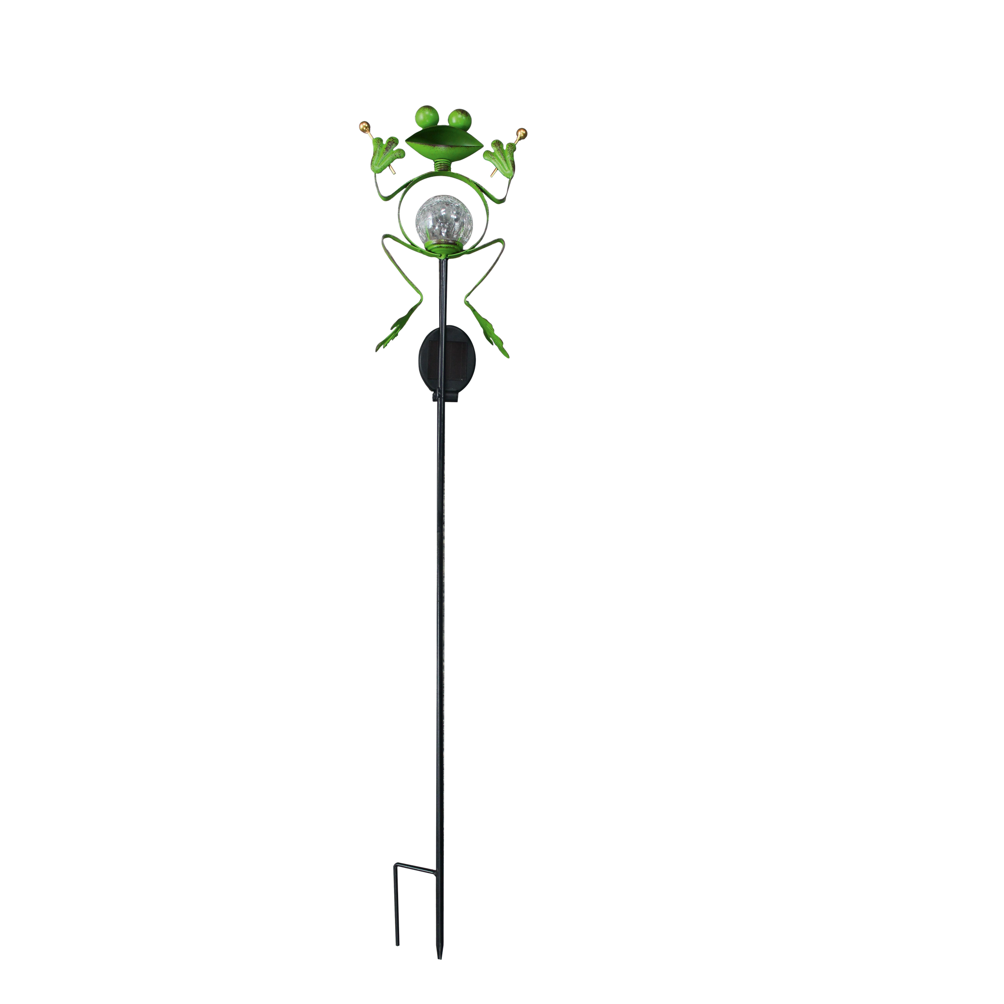 Solar-Dekoleuchte Frosch mit Schlagzeug grün 17,5 x 90 cm + product picture
