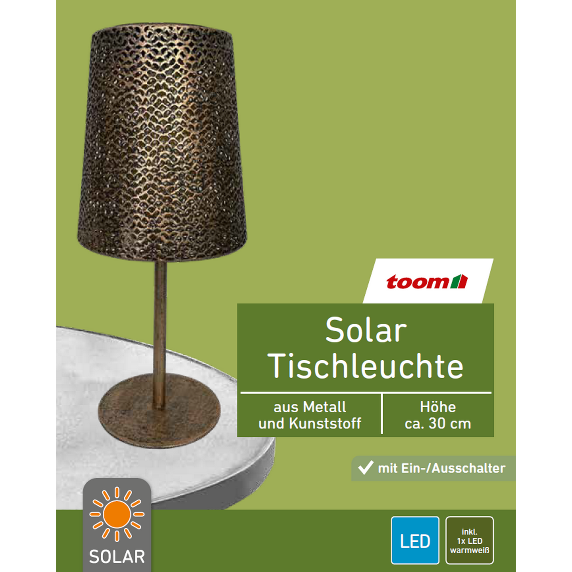 Solar-Tischleuchte bronze Ø 13,1 x 30 cm + product picture
