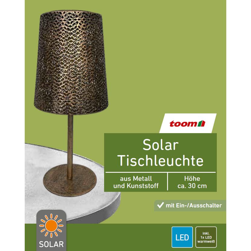 Solar Tischleuchte, Metall und Kunststoff, Höhe ca. 30 cm