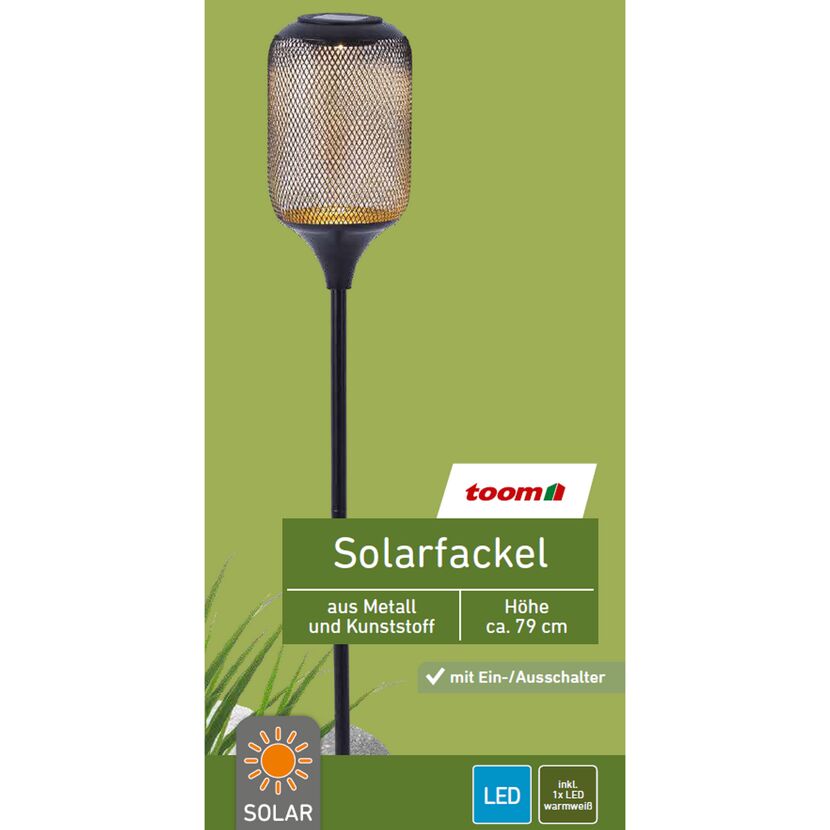 Solarfackel aus Metall und Kunststoff, Höhe ca. 79 cm