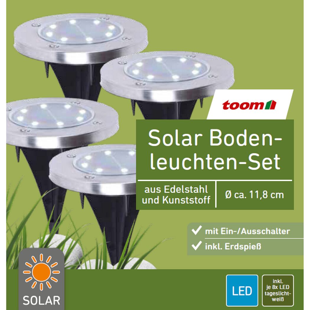 Solar-Bodenleuchte tageslichtweiß IP 44 Ø 11,8 x 13 cm