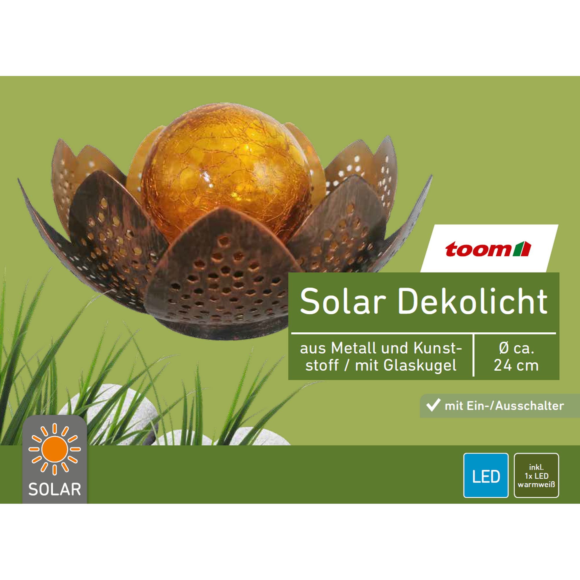 Solar-Dekoleuchte Lotusblüte bronze/gold Ø 24 x 11,5 cm + product picture
