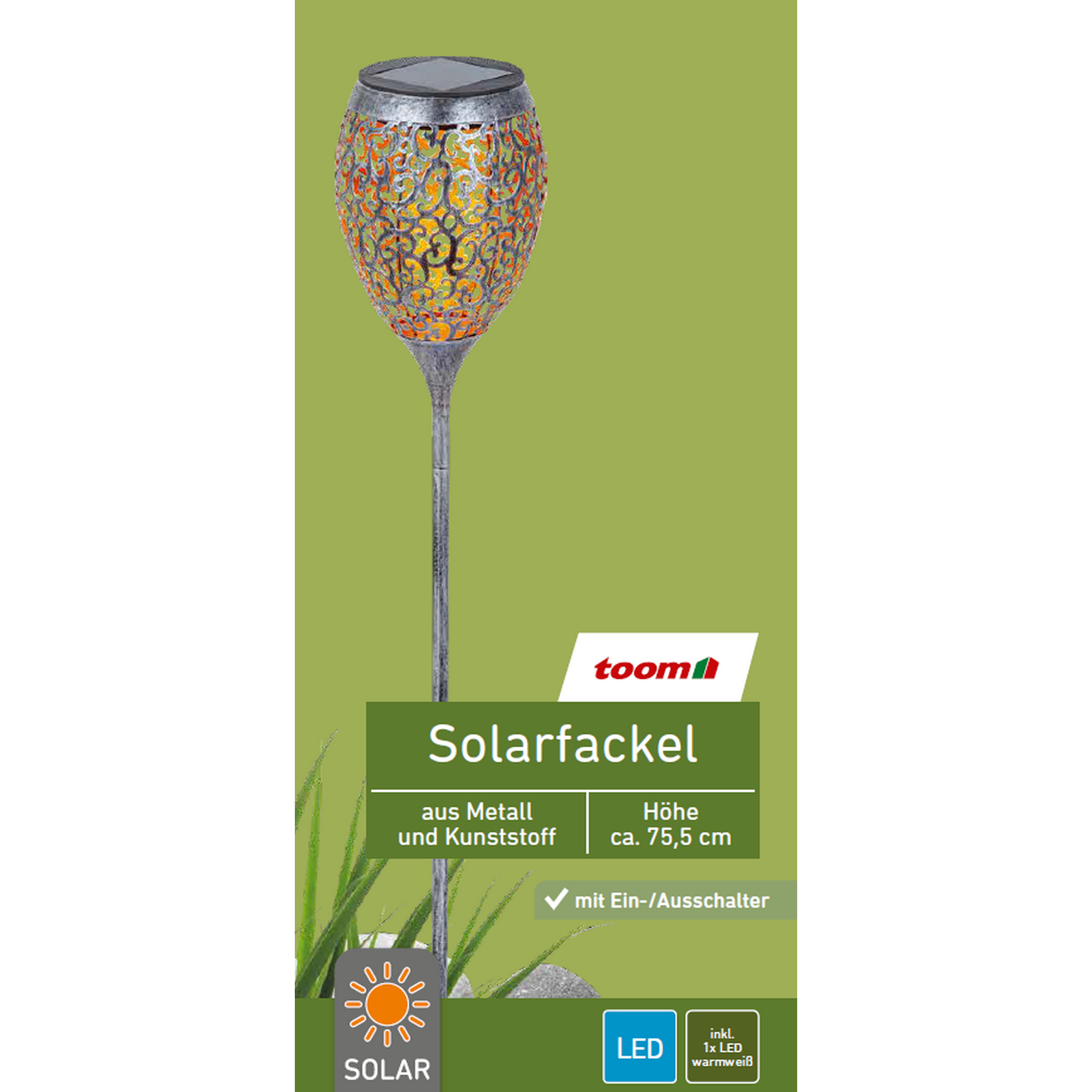 Solarfackel silbern/gold Ø 12,5 x 75,5 cm + product picture