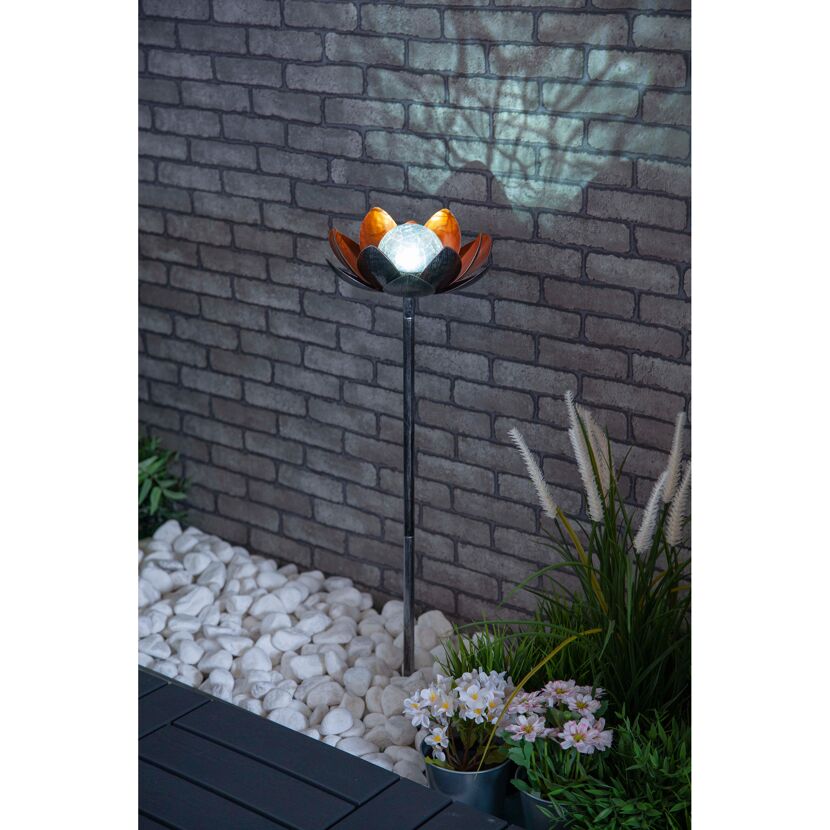 Solar Dekolicht Lotusblume Stab