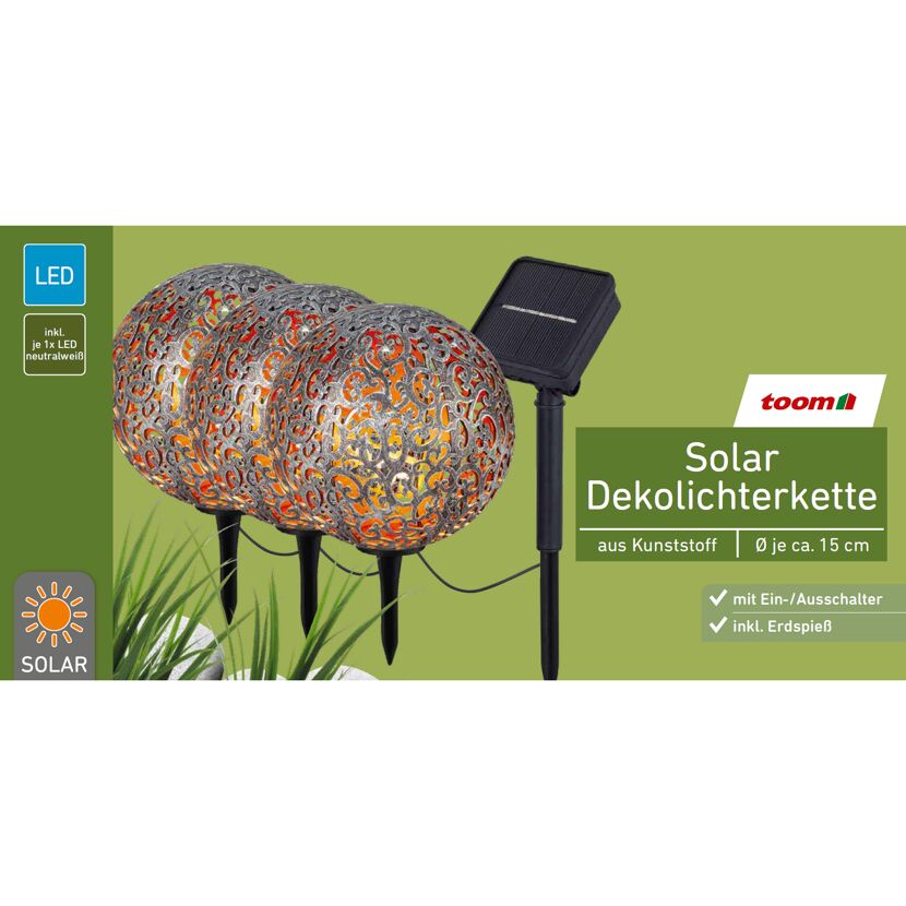 Solar Dekolichterkette aus Kunststoff, Durchmesser ca. 15 cm