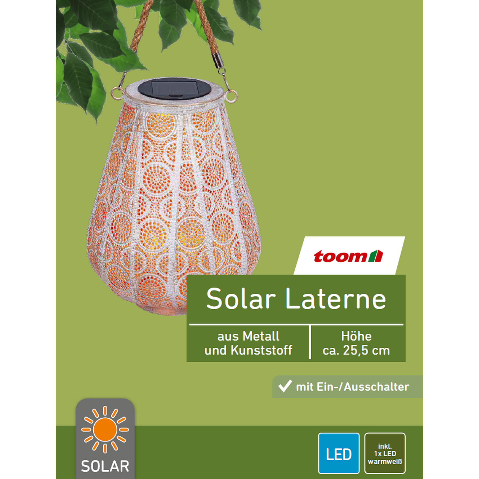 Solar-Laterne 'Oriental' weiß/gold Ø 20 x 40,5 cm + product picture
