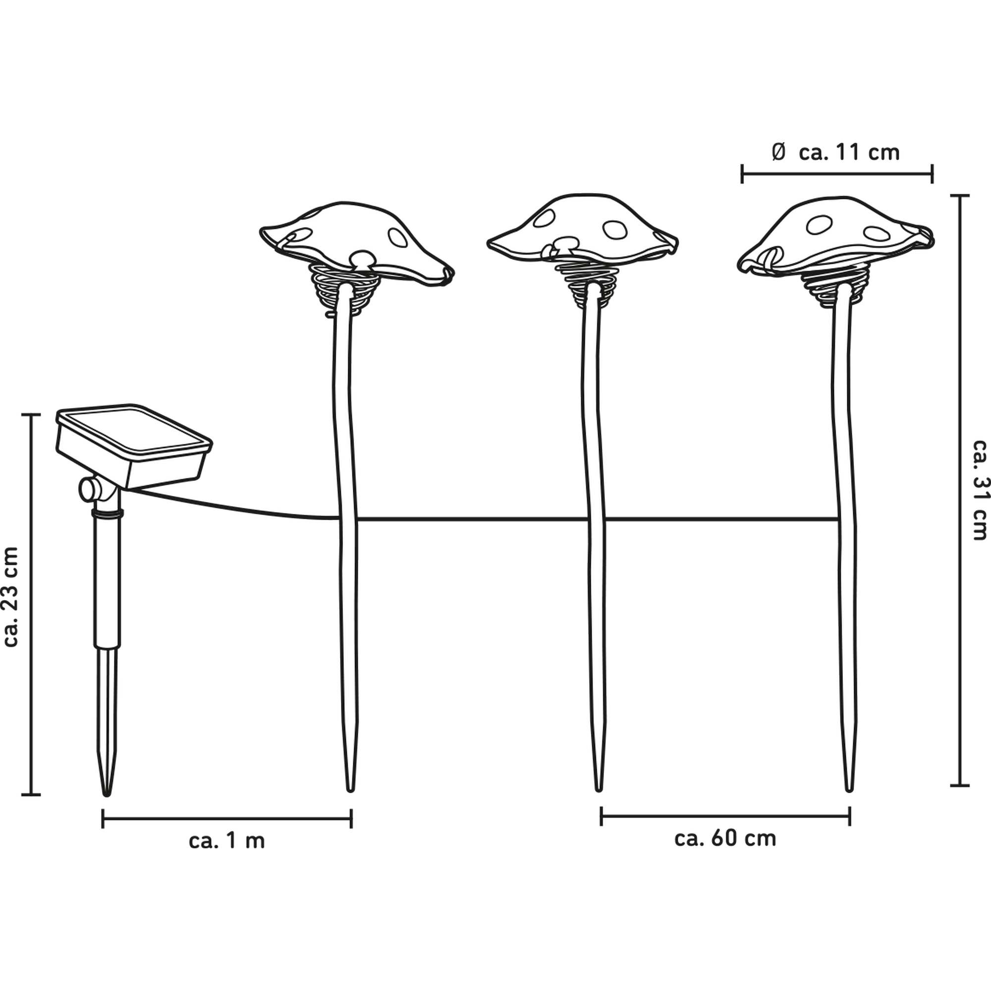 Solar-Dekoleuchte Pilze bunt 3 Stück + product picture