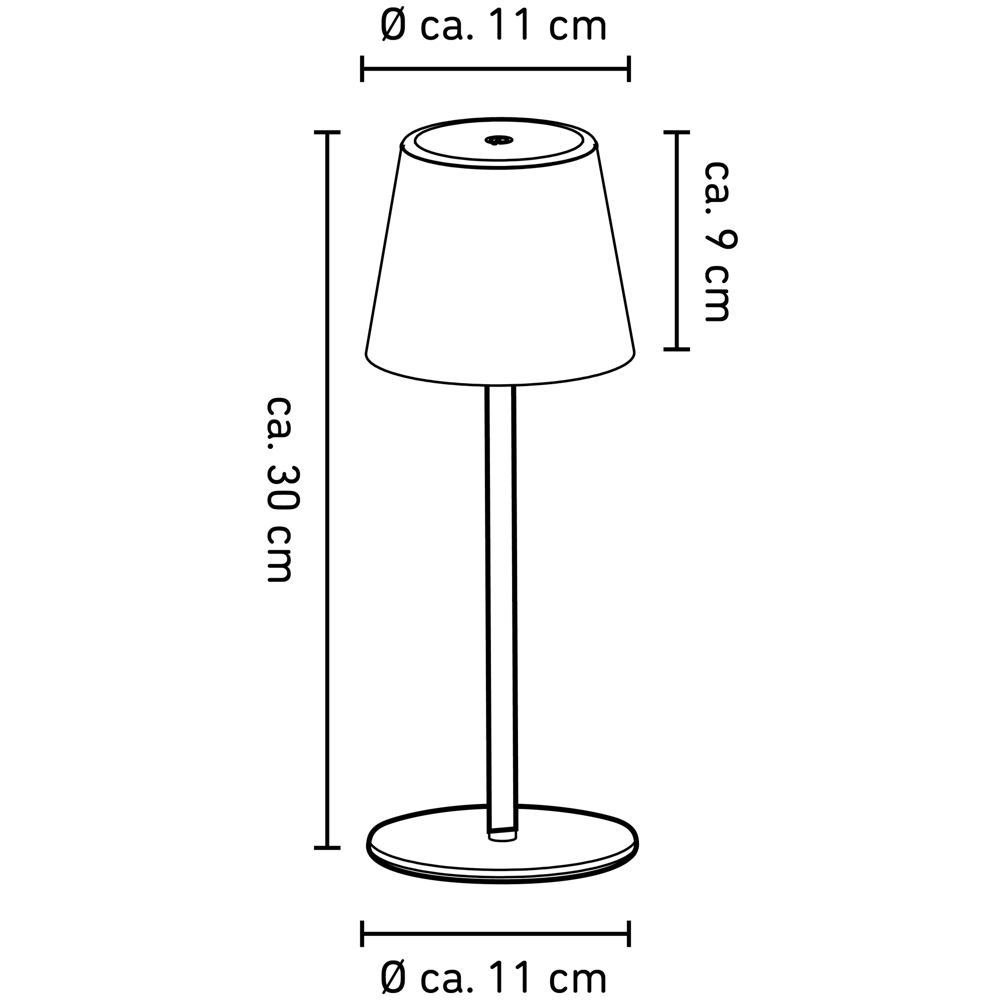 Akku-LED-Tischleuchte 'Lio' schwarz mit USB-Ladekabel Ø 11 x 30 cm + product picture