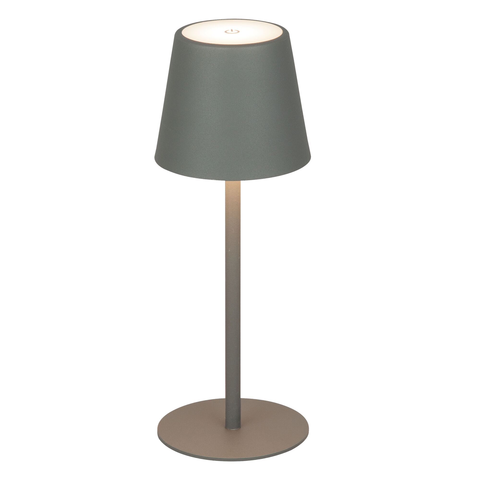 Graue Tischleuchte mit rundem Fuß
