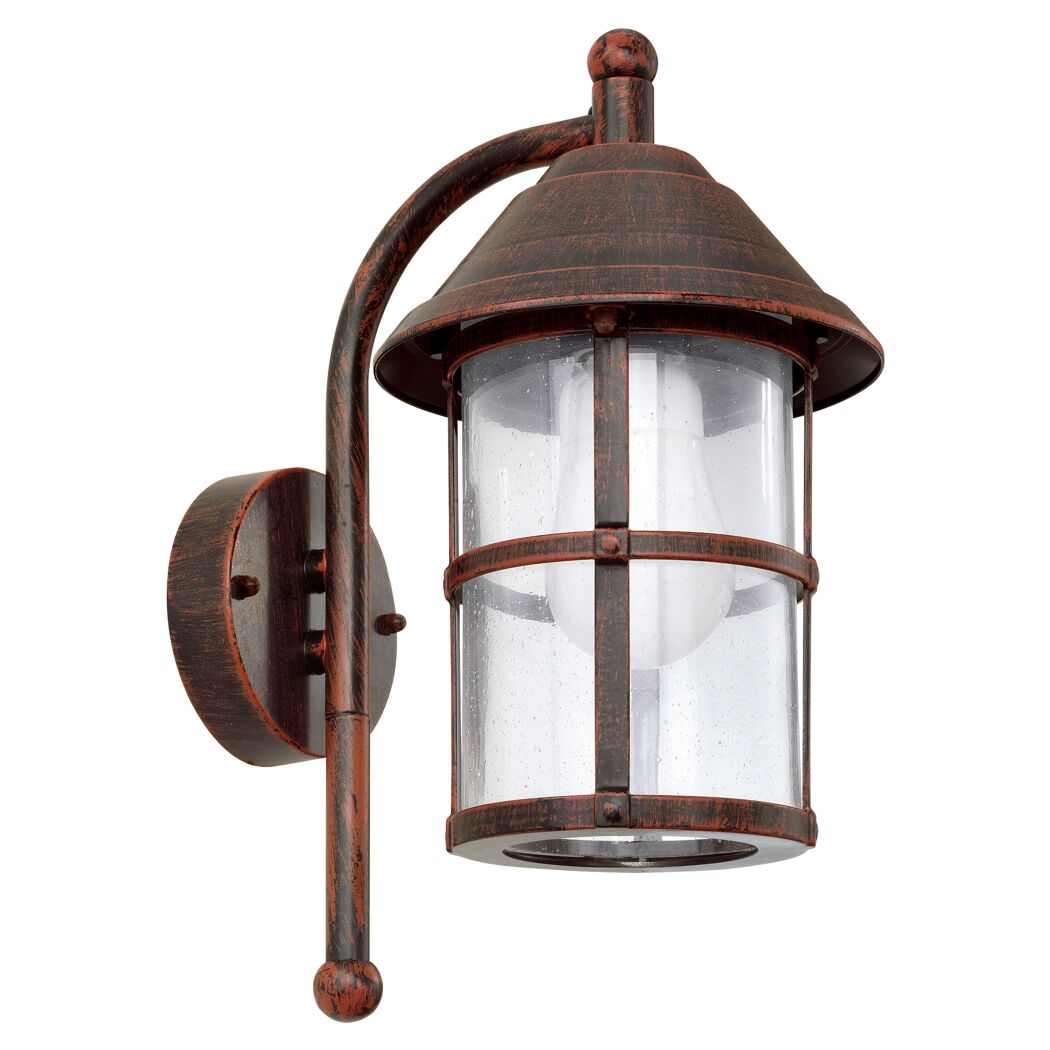 Rostbraune Wandleuchte SanTelmo mit Klarglas