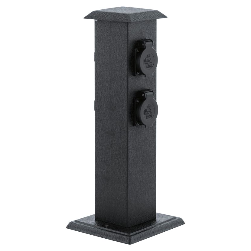Schwarze Steckdosensäule Park 4
