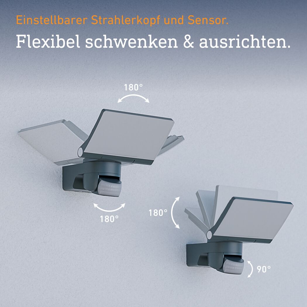 LED-Außenwandstrahler 'XLED home 2' mit Bewegungssensor 13,7 W 1550 lm warmweiß IP 44 18 x 21,8 cm