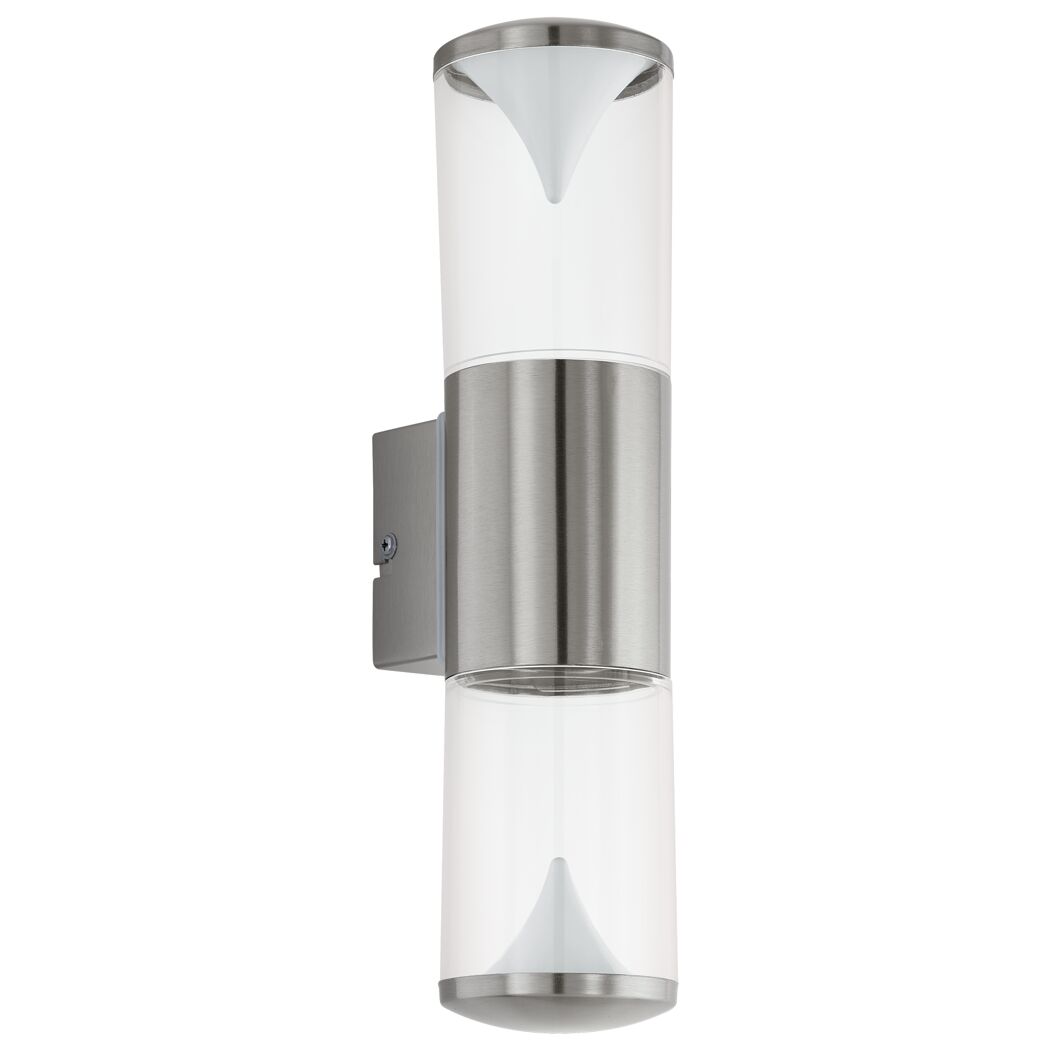 Moderne Wandleuchte Penalva aus Edelstahl und Glas