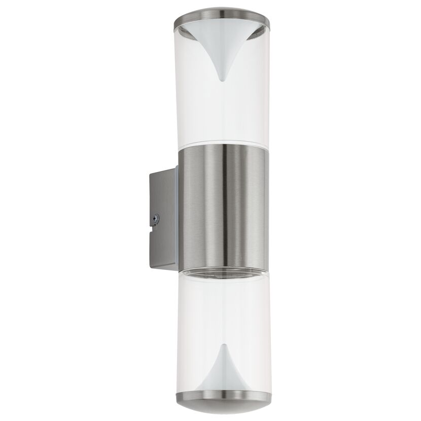 Moderne Wandleuchte Penalva aus Edelstahl und Glas