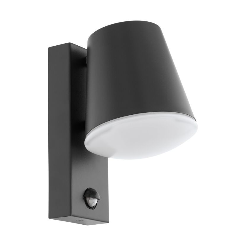 Schwarze Wandleuchte Caldiero mit Sensor