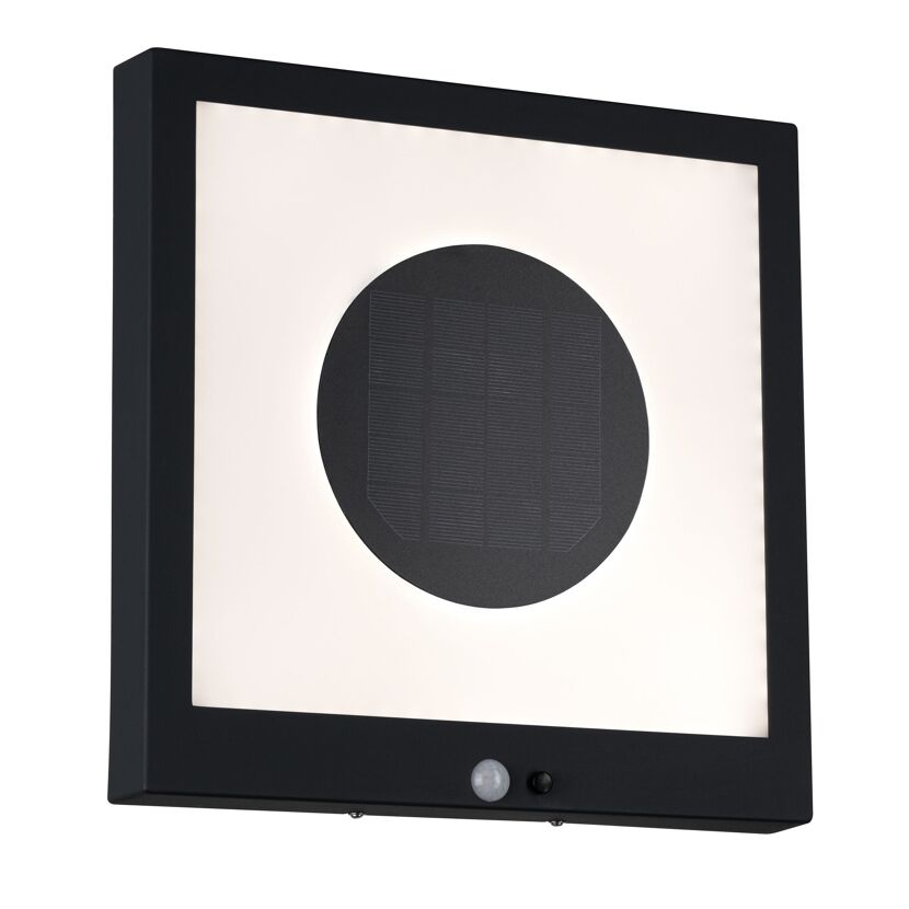 Schwarze Solar-Wandleuchte mit Bewegungsmelder