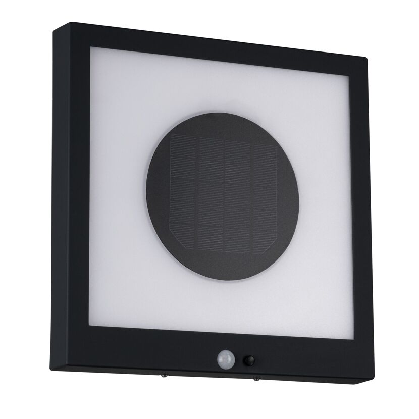 Schwarze Solar-Wandleuchte mit Bewegungsmelder