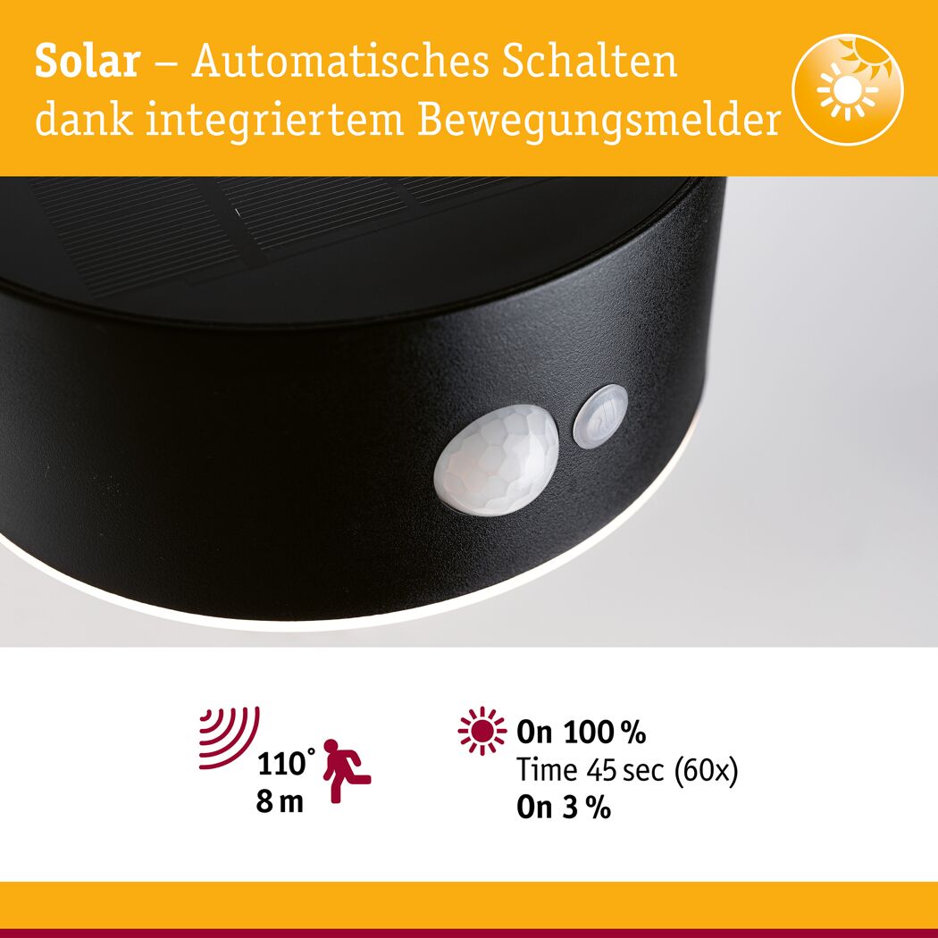 Solar-Außenwandleuchte 'Eileen' mit Bewegungssensor 400 lm 17,5 x 6,5 x 19,8 cm