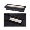Solar Bodenleuchte Domenic, 20 x 8 cm, in schwarz, in Nahaufnahme und eingebaut.