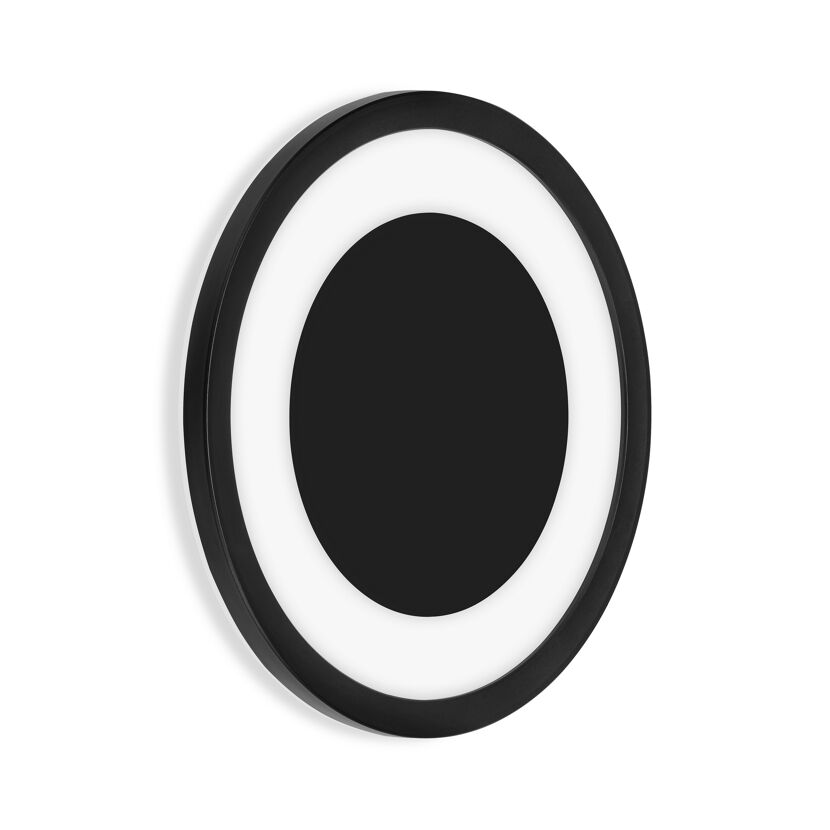 Schwarze runde LED-Außenleuchte Olpe