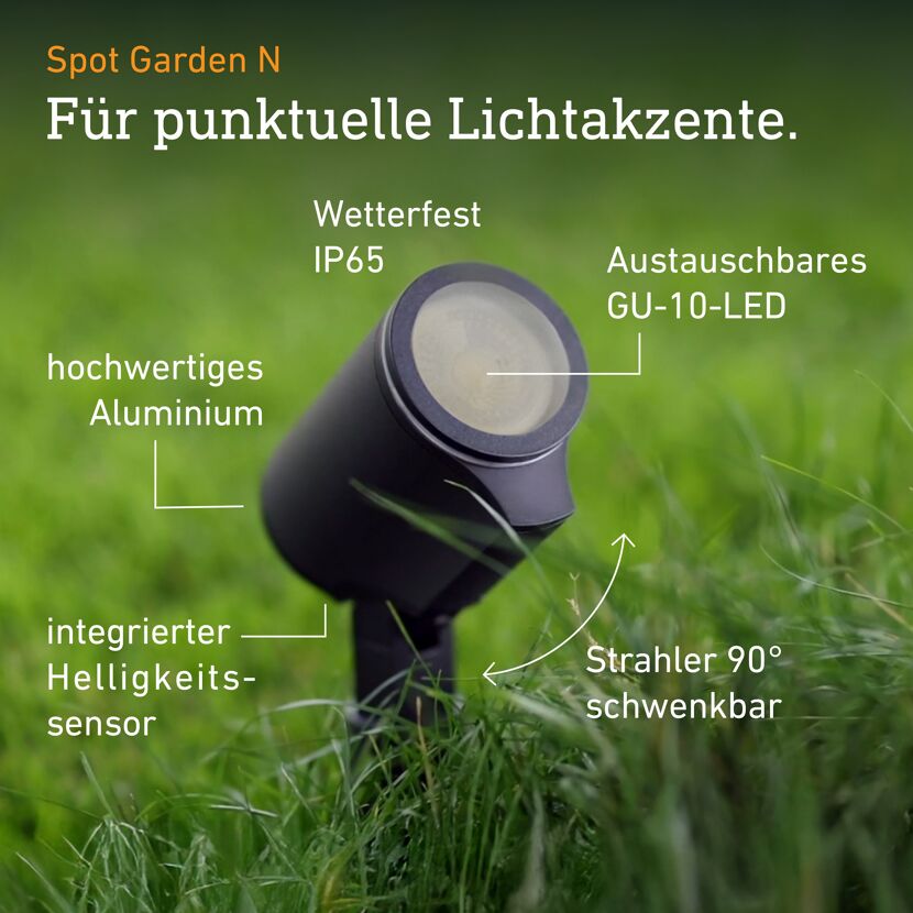 LED-Strahler 'Spot Garden N' GU10 7 W mit Dämmerungssensor