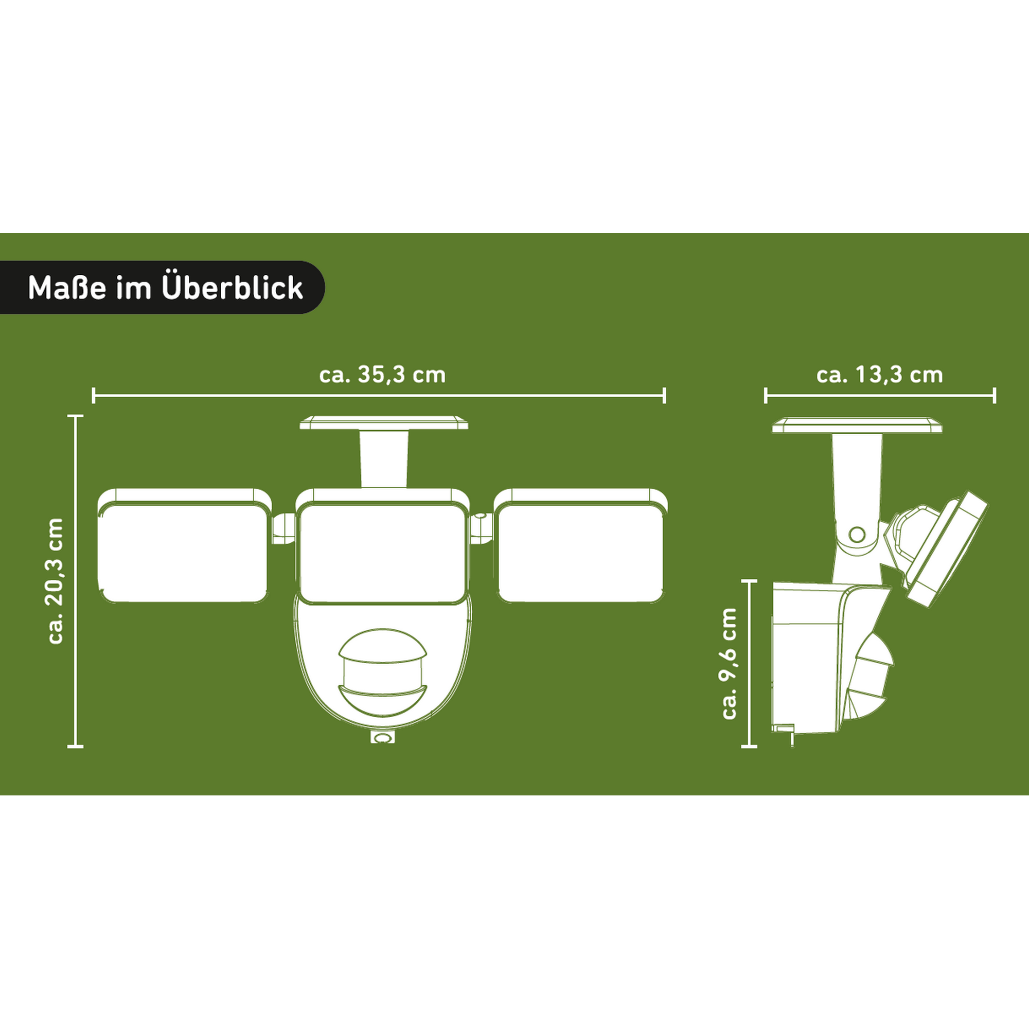 Solar-LED-Wandstrahler 'Houston' mit Bewegungsmelder schwarz 35,3 x 20,3 cm