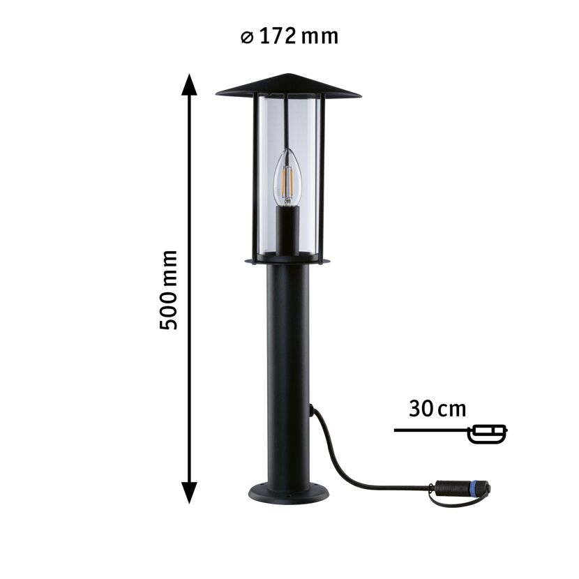 Schwarze Plug & Shine Classic Pollerleuchte