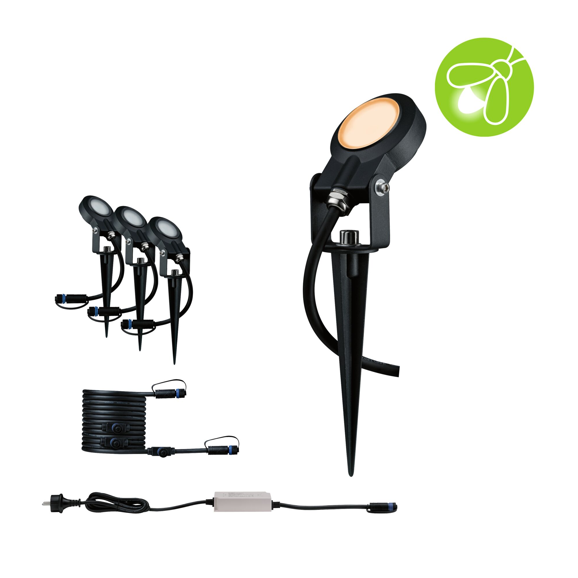 Gartenstrahler 'Plug & Shine Spot Sting Basisset' 3 x 6,3 W insektenfreundlich anthrazit + product picture