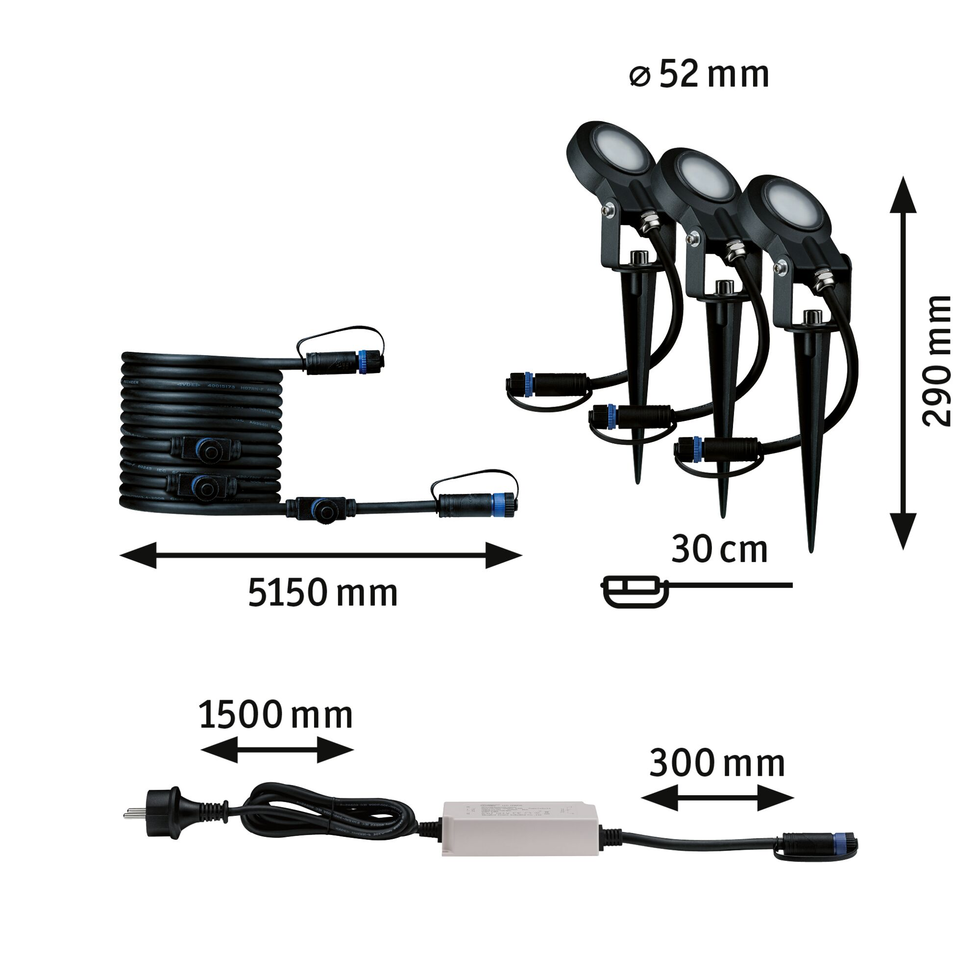 Gartenstrahler 'Plug & Shine Spot Sting Basisset' 3 x 6,3 W insektenfreundlich anthrazit + product picture