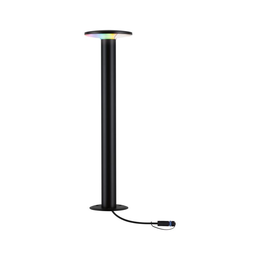 Schwarzer RGBW-Poller Plug & Shine Plate leuchtet bunt.