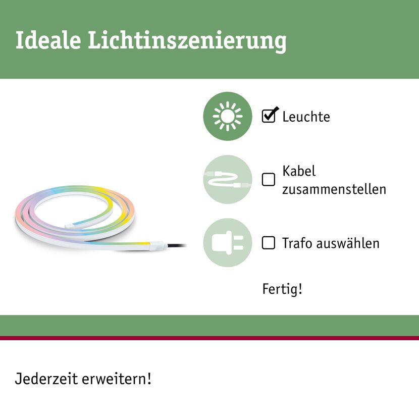 Outdoor LED-Strip 'Plug & Shine Smooth RGBW+' 2 m 11 W weiß