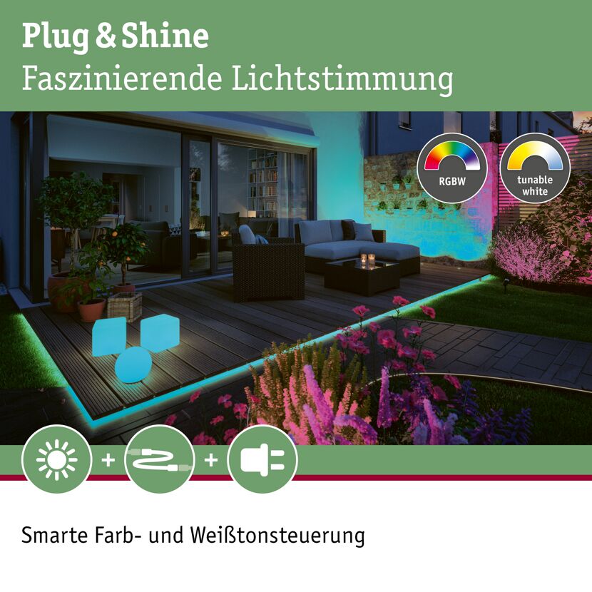 Outdoor LED-Strip 'Plug & Shine Smooth RGBW+' 2 m 11 W weiß