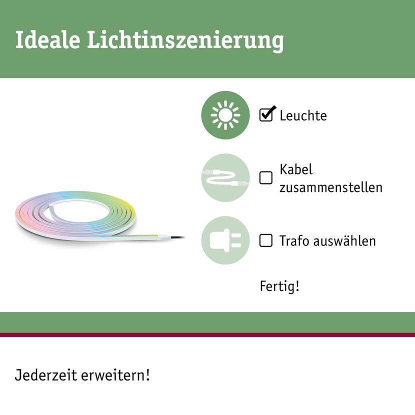Outdoor LED-Strip 'Plug & Shine Smooth RGBW+' 5 m 22 W weiß