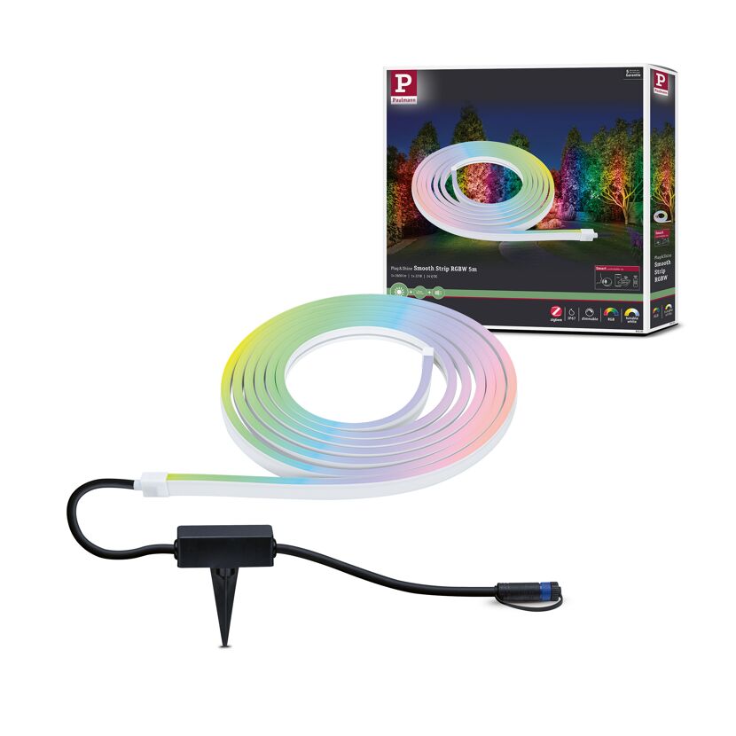 Outdoor LED-Strip 'Plug & Shine Smooth RGBW+' 5 m 22 W weiß
