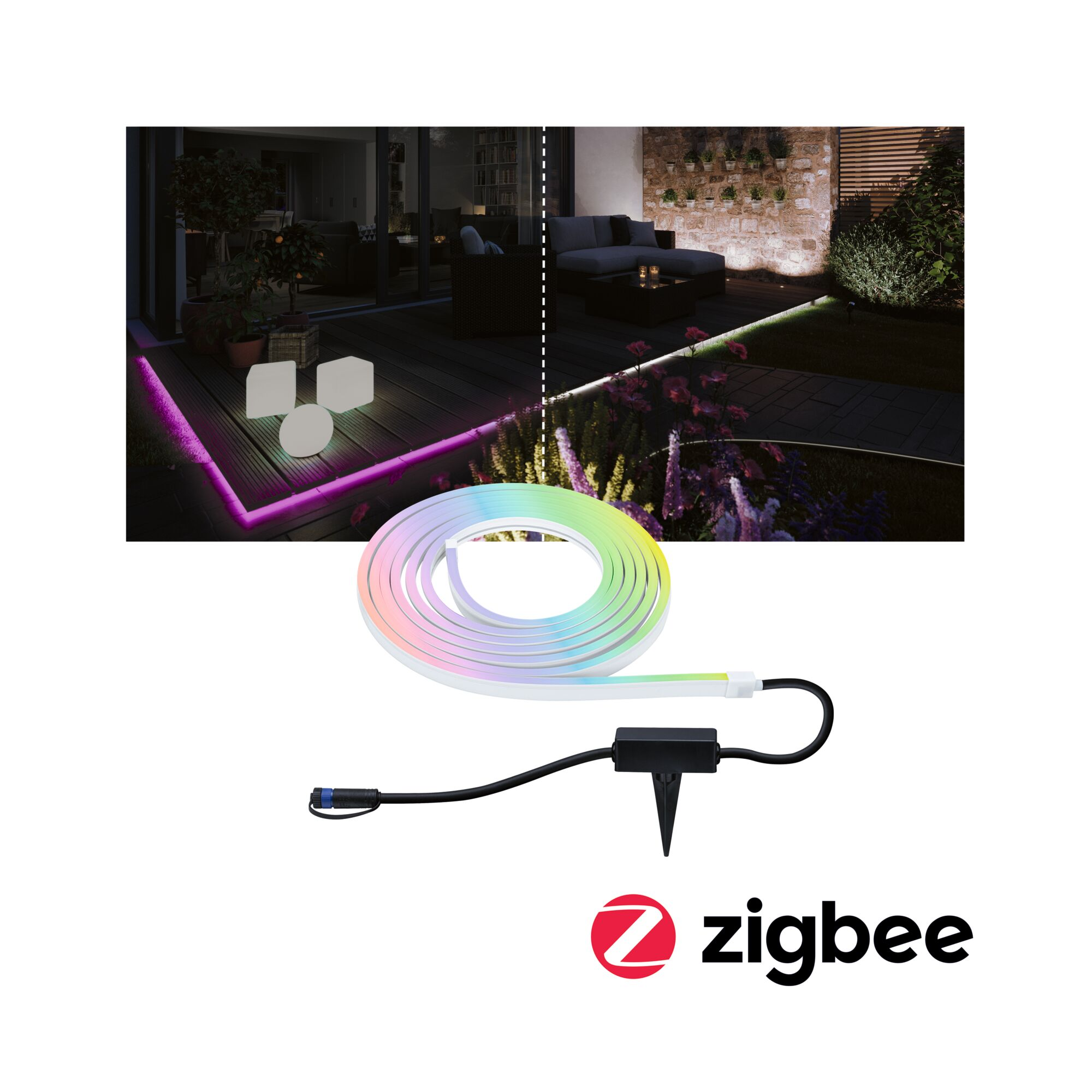 Outdoor LED-Strip 'Plug & Shine Smooth RGBW+' 5 m 22 W weiß + product picture