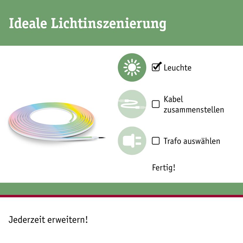 Outdoor LED-Strip 'Plug & Shine Smooth RGBW+' 10 m 39 W weiß